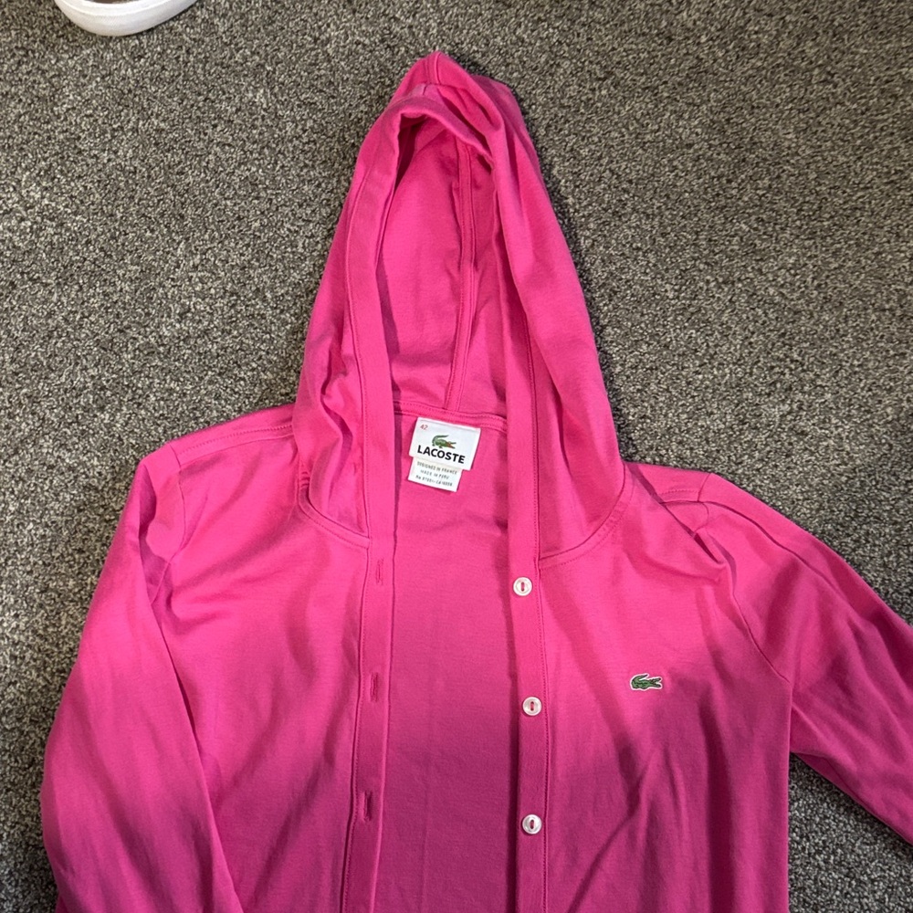 Lacoste Women's Vibrant Pink light weight Cardigan size 42 - Picture 3 of 7